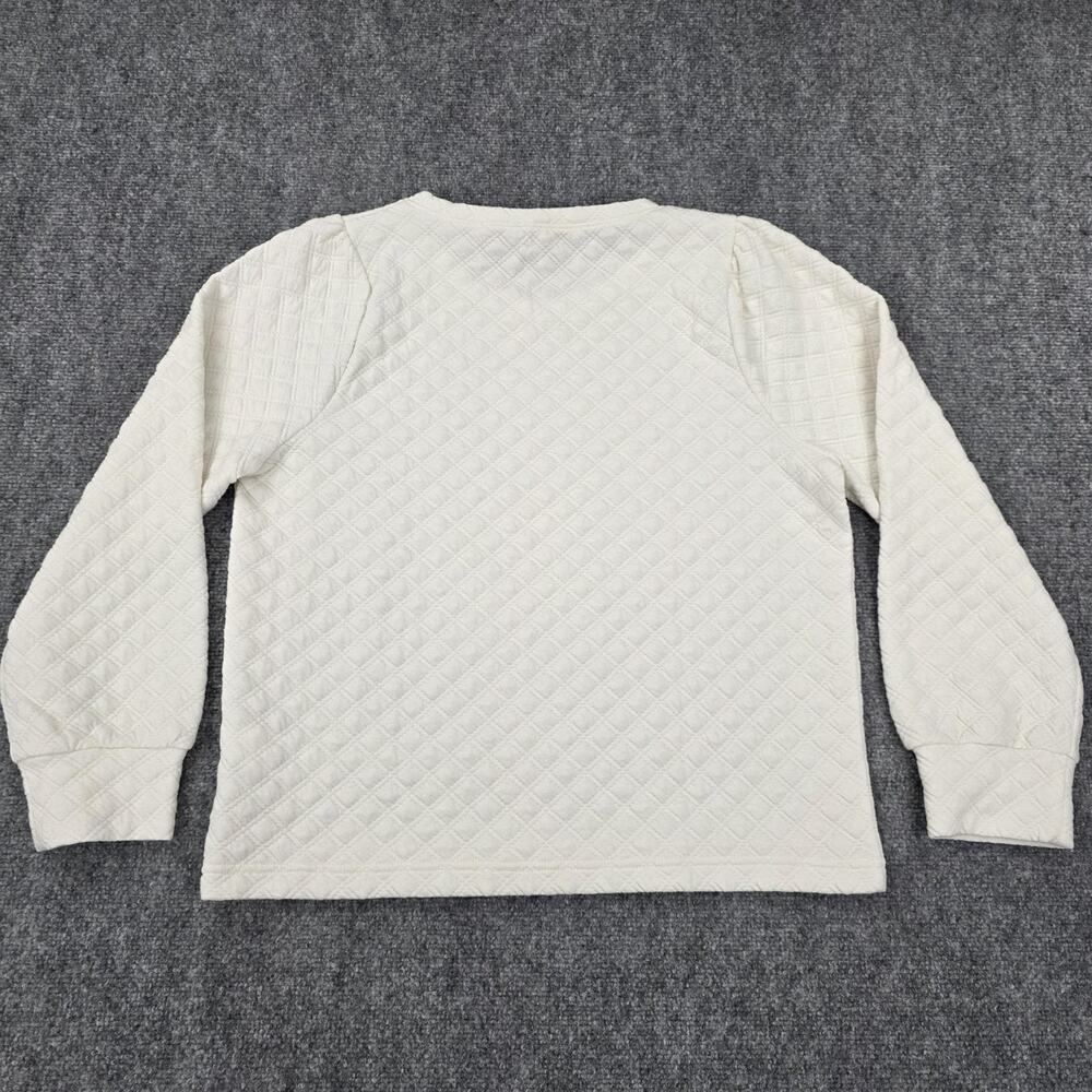 J Crew Sweater Womens Medium Ivory Quilted Pullover Long Sleeve Textured Casual - Picture 4 of 16